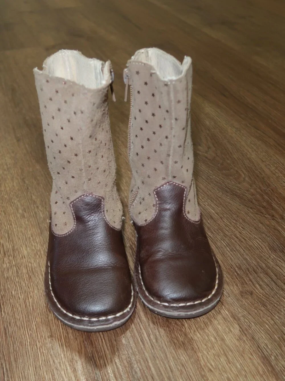 Girls Livie and Luca Vega Boots Sable Brown Gold Stars Leather Suede 9 Toddler